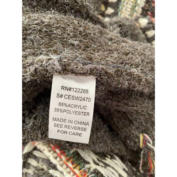 Adora Womens Aztec Boho Western chunky Knit Cardigan Sweater Fringe Hem M/L - Picture 10 of 11
